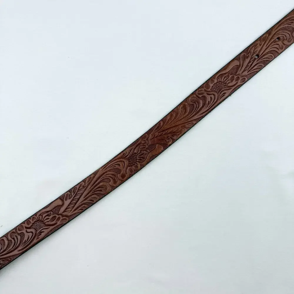 Vtg Justin Tooled Leather Horse Buckle Western Equestrian Belt Girls Size 20 USA